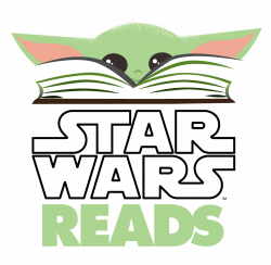 Logo des Star Wars Reads Days. Grogus Kopf blinzt hinter einem aufgeschlagenen Buch hervor.
