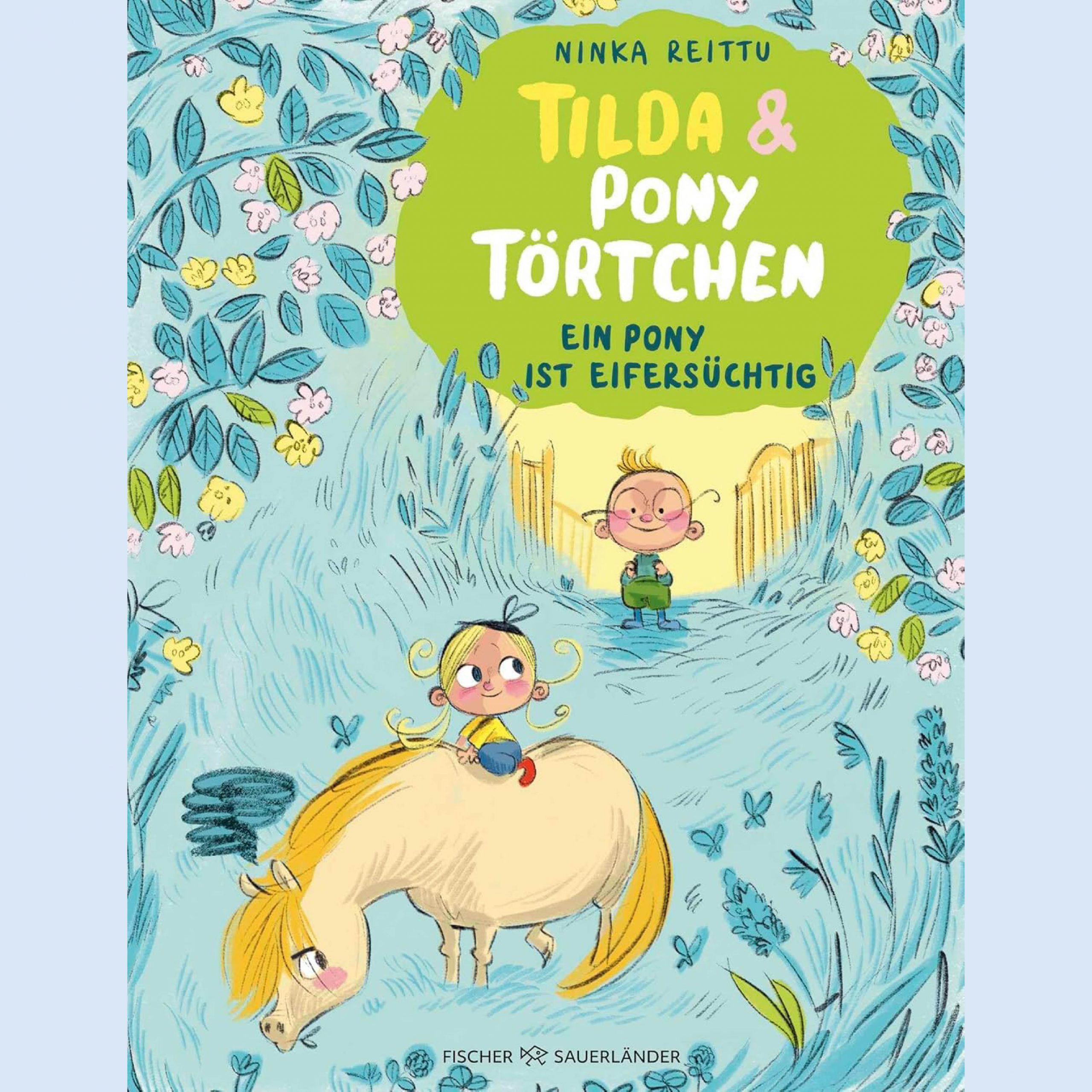 Buchcover mit einem Pony und zwei Kindern.