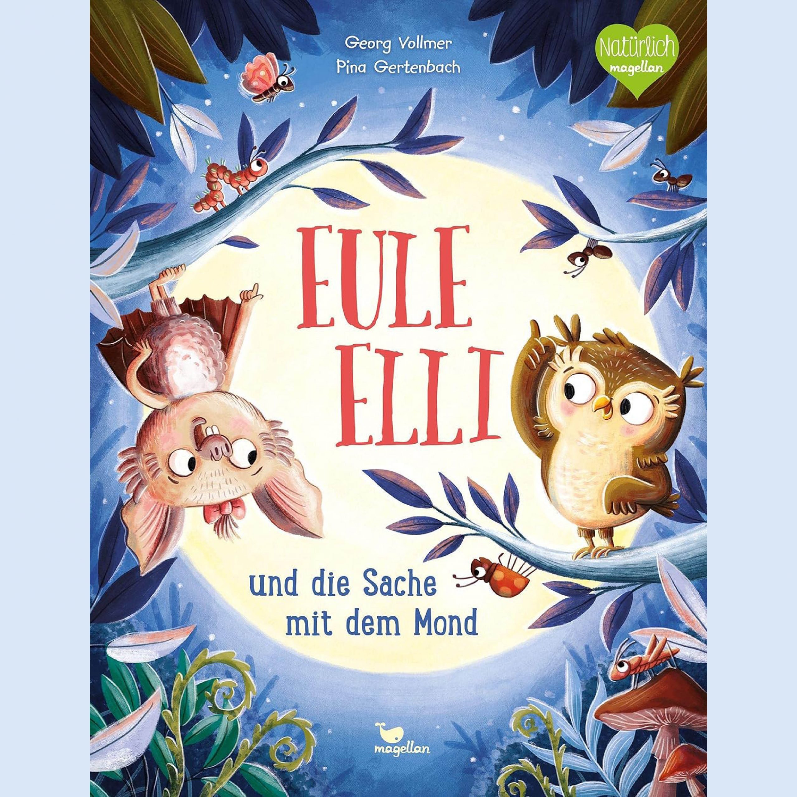 Buchcover mit einer Eule und einer Fledermaus.