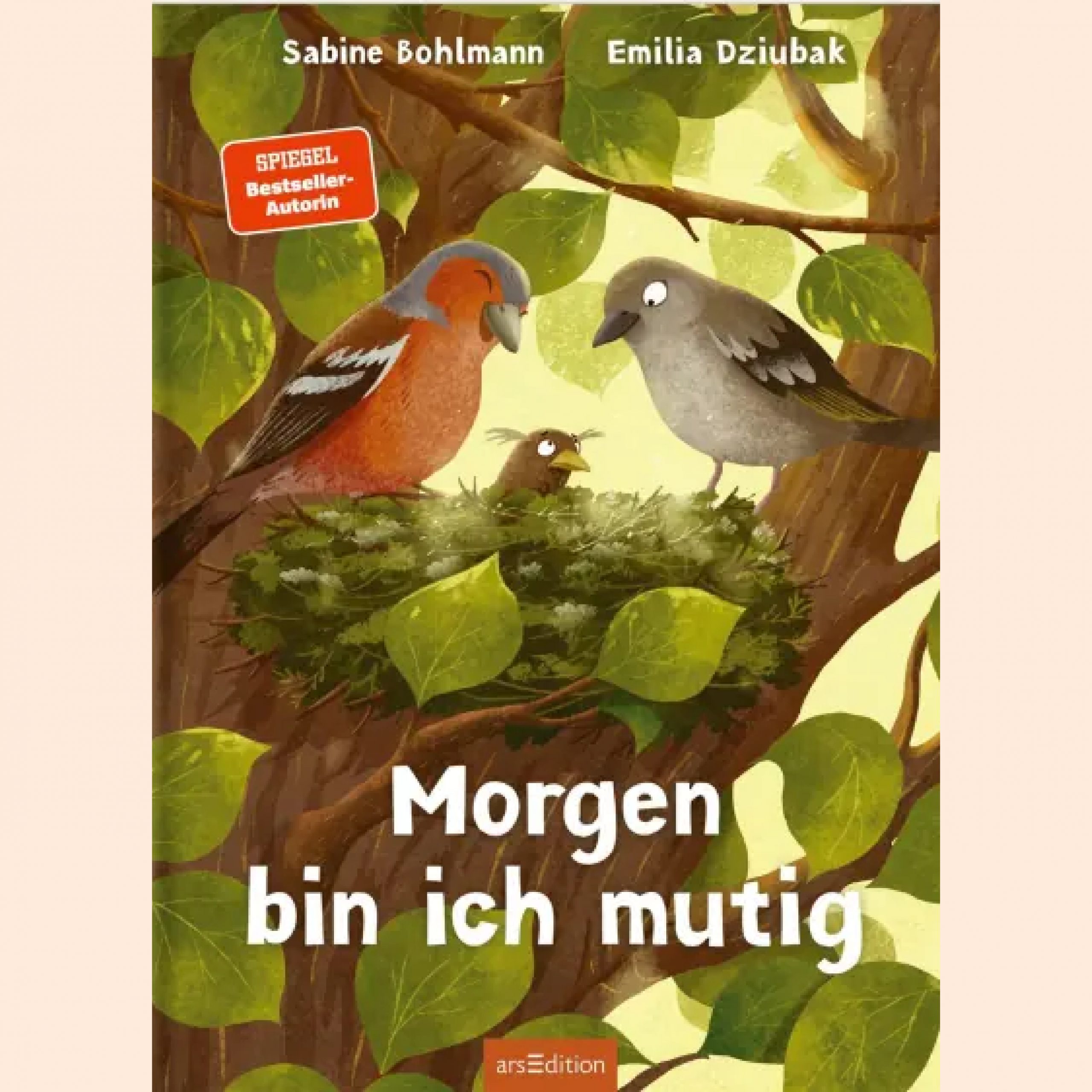 Auf dem Buchcover ist ein Nest in einer Astgabel abgebildet und in diesem Nest stehen zwei Vogeleltern und ein Vogelkind.