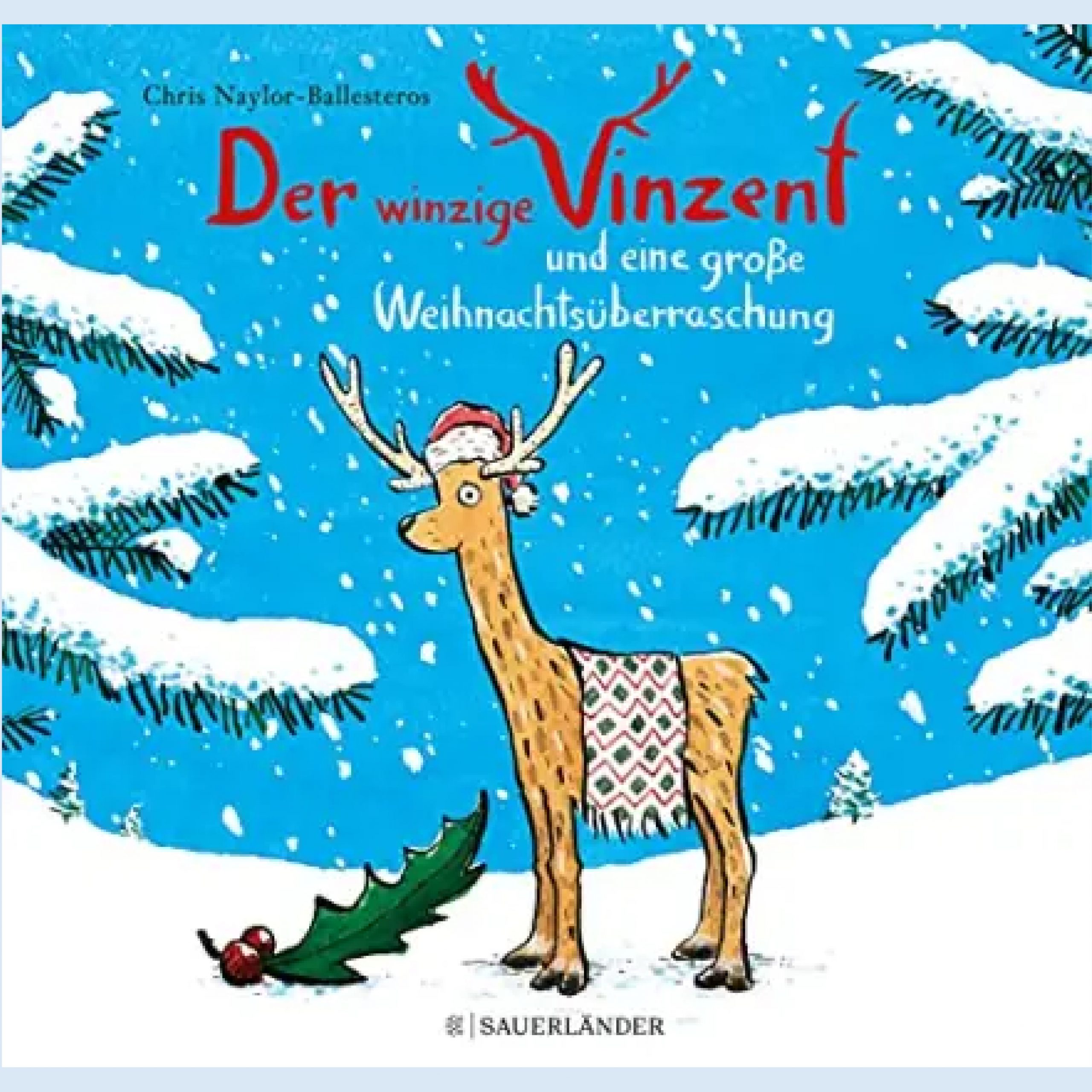Auf dem Buchcover ist ein Elch oder Rentier auf einer verschneiten Wiese und hat eine Decke über dem Rücken geworfen.