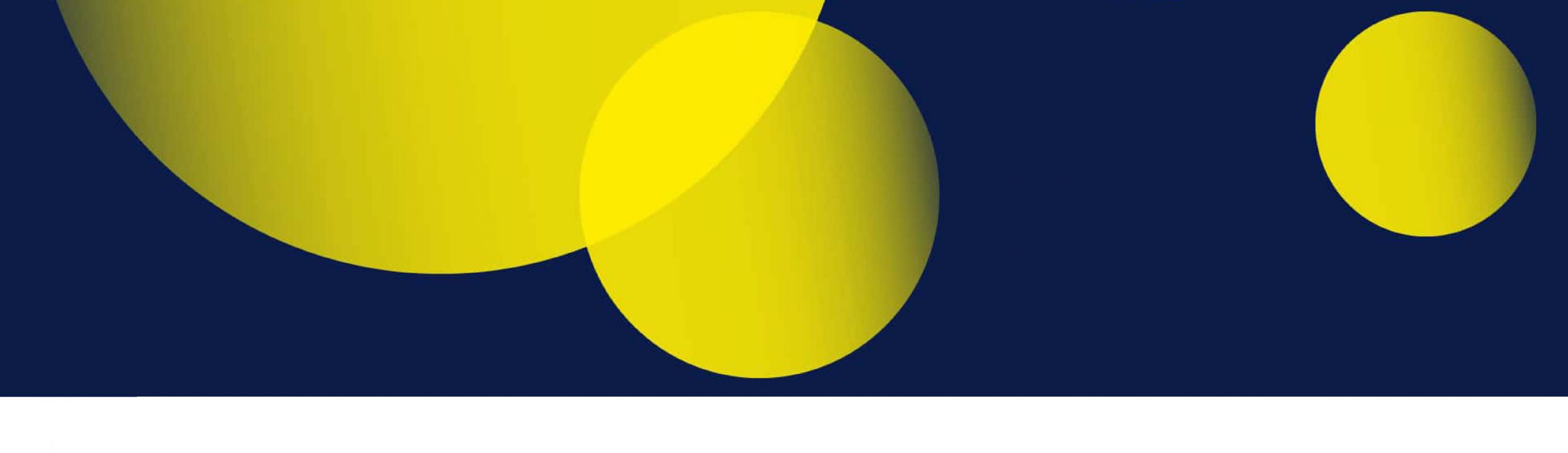 Bewerbung der Kulturnacht 2026. Es sind gelbe Kreise auf dunkelblauen Grund abgebildet.